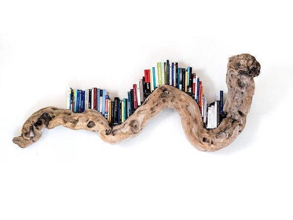 Driftwood Bookshelves That Bring the Beach Reading Experience Home