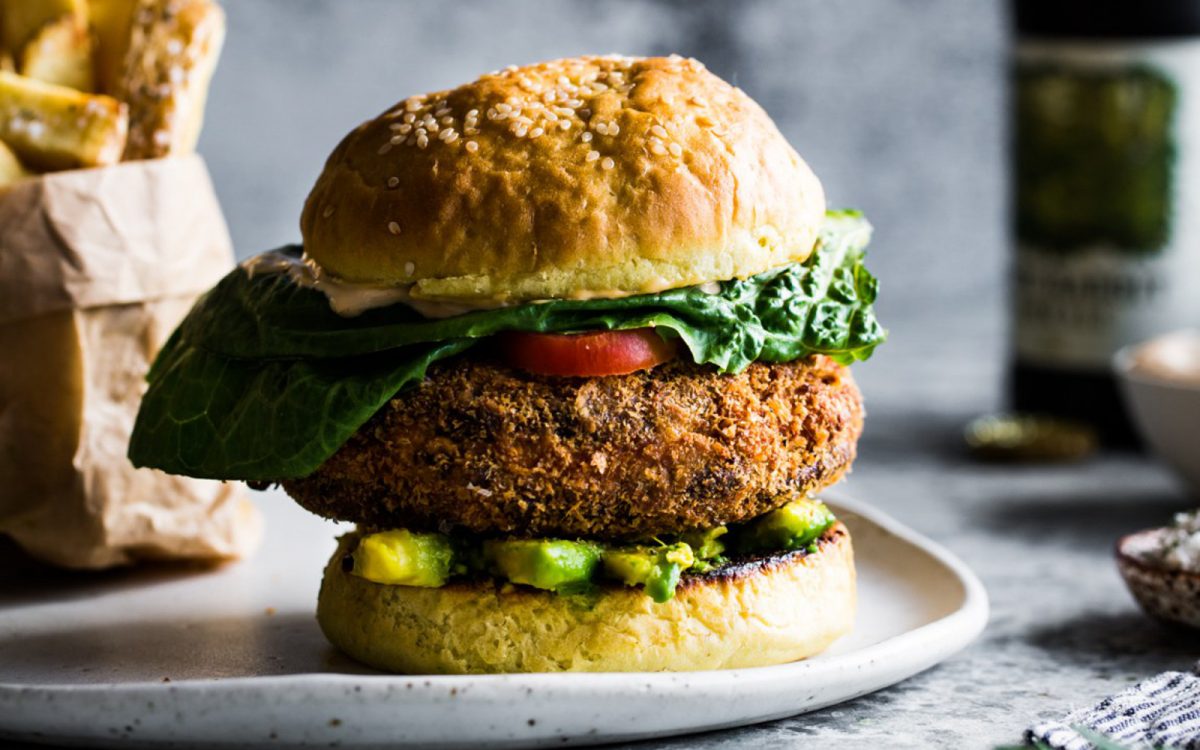 Cashew Cheese Stuffed Portobello Mushroom Burger