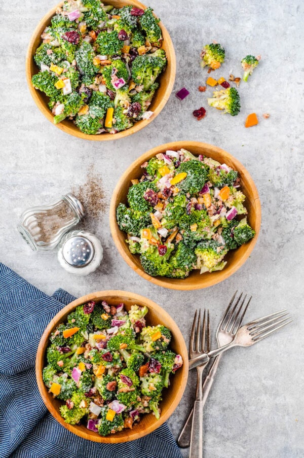 This easy Broccoli Salad with Bacon is a favorite potluck or cookout side! It’s creamy and crunchy with a sweet bite