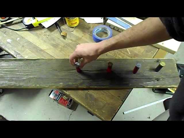 I made a coat rack for a Christmas gift using some antique heart pine and shot shells.