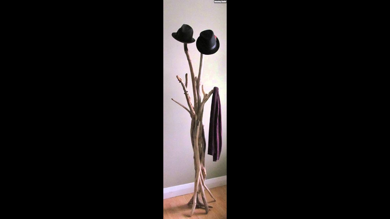 DIY Standing Driftwood Coat Rack