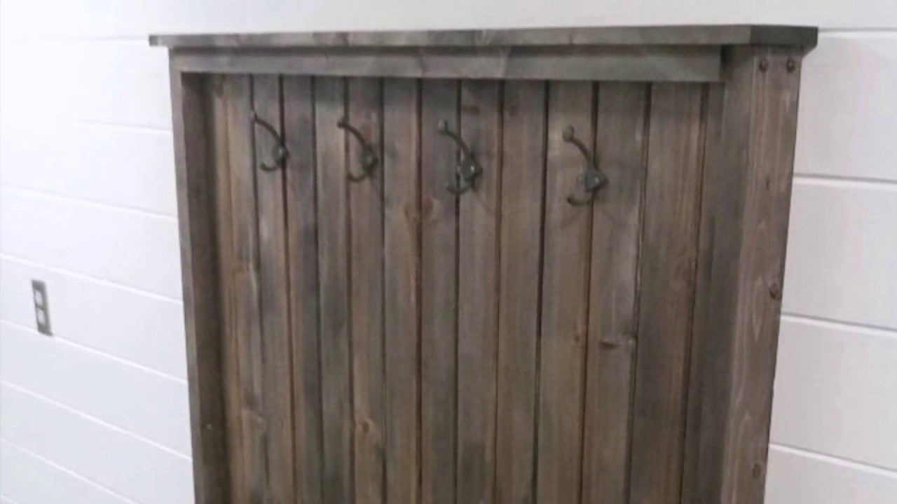 This video is about how to turn create a rustic farmhouse coat rack into barnwood! The easiest way to create a barn or driftwood look on wood.