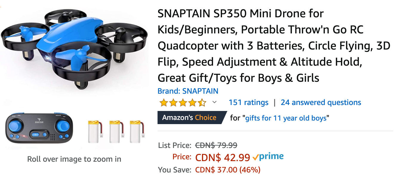 Amazon Canada Deals: Save 46% on Mini Drone for Kids + 50% on Echo Plus (2nd Gen) – Premium Sound + More Offers