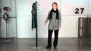 The traditional look of solid wood blends with the modern look of brushed aluminum in these distinctive coat racks