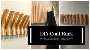 Learn how to make your own Piano-style Coat Rack! Very affordable and saves you so much space compared to normal coat hangers.