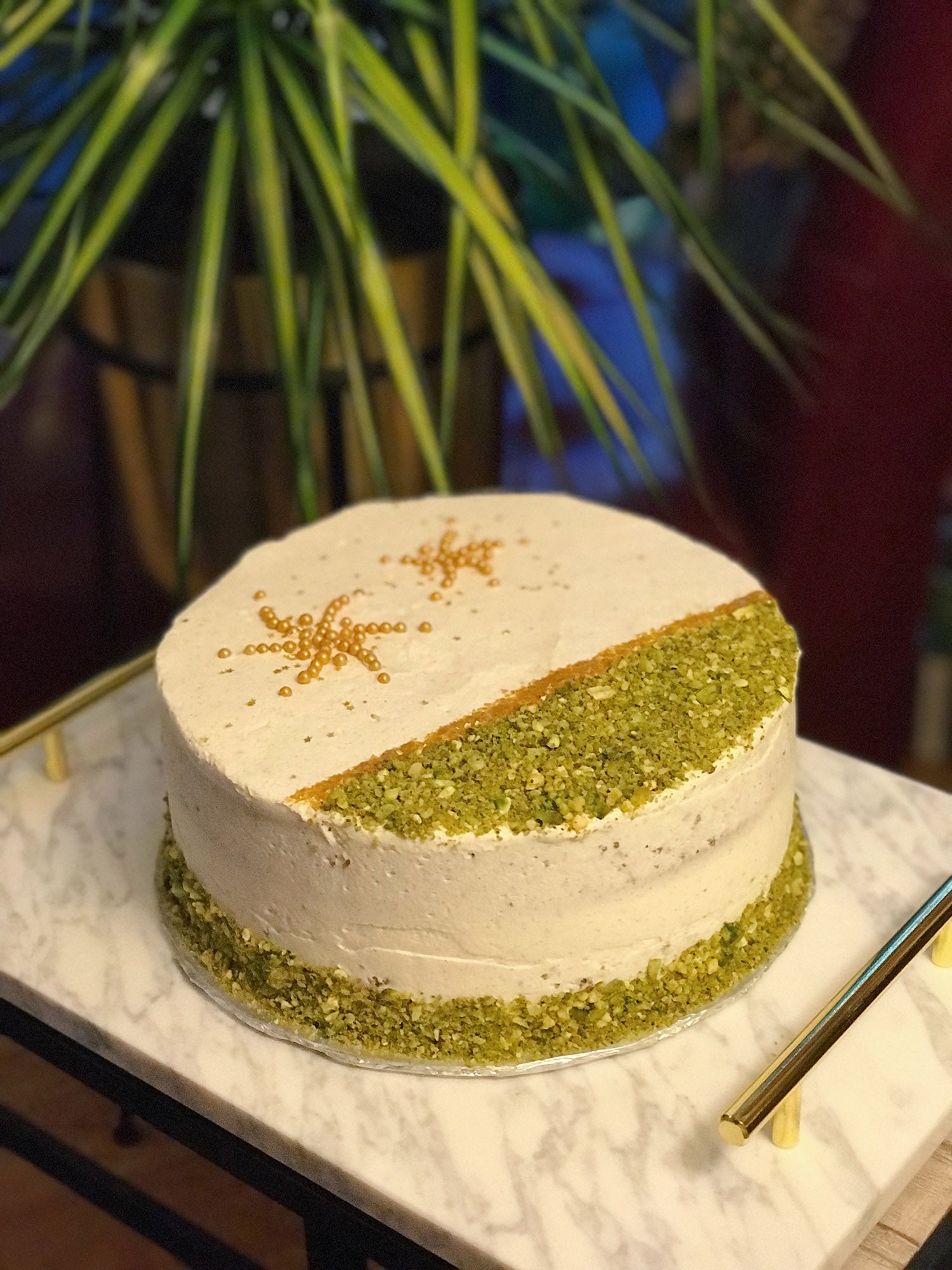 Chai Cake with Cardamom Frosting & Black Tea Custard Filling