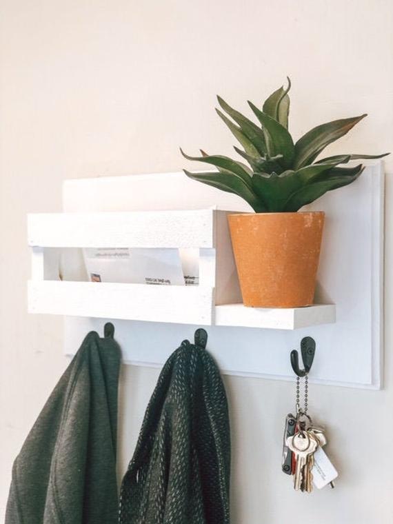 Entryway Organizer, Mail Organizer, Mail holder, wall hooks, Dog Leash, Key Holder, Mail Holder, Key Hook, Key Rack, coat rack by NativeRange