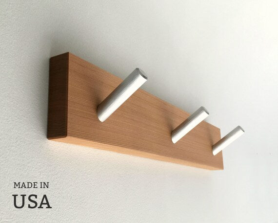 Wall Coat Rack, Modern Minimalist Light Reclaimed Wood and Metal, Made in USA by andrewsreclaimed