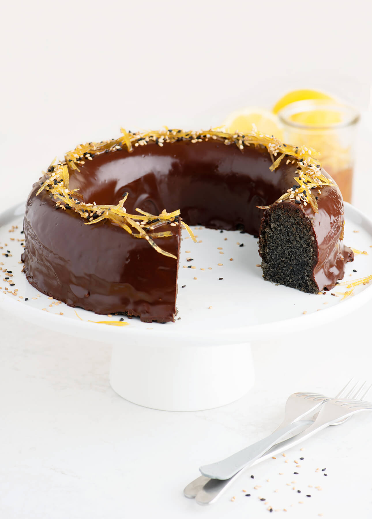 Black Sesame and Chocolate Financier Cake