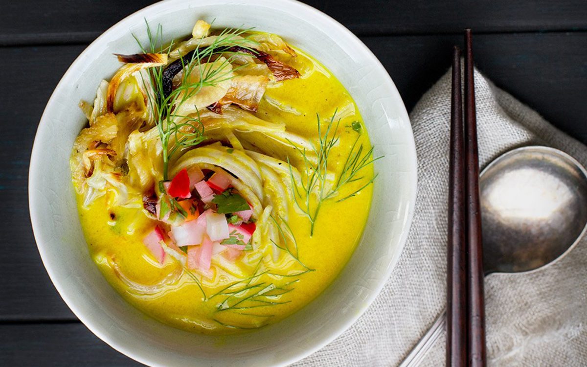 Golden Fennel Soba Noodle Soup