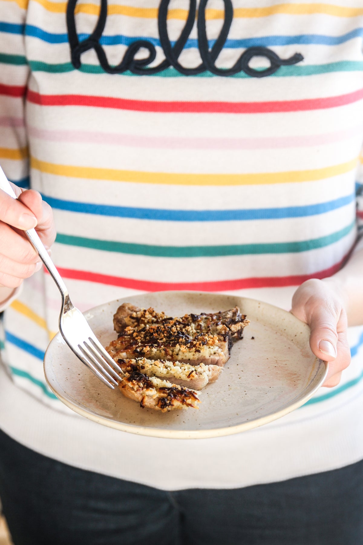 5 Ingredient Oven Baked Pork Chop Recipe with Mozzarella Crumb Topping