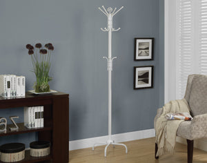 70"H WHITE METAL COAT RACK