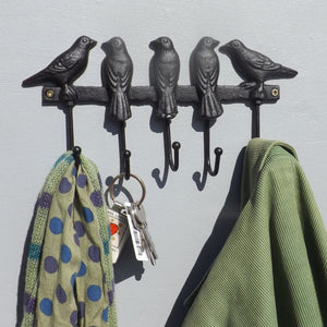 Cast Iron Black Birds Coat Rack