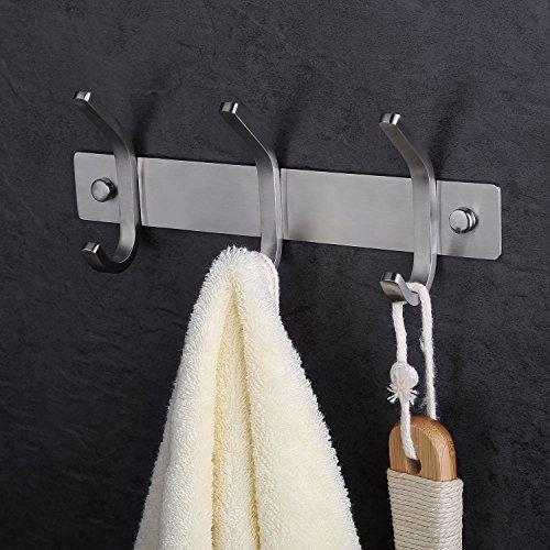 Caligrafx Coat Hook Rail Stainless Steel Coat Bath Towel Hook Hanger with Heavy Duty Double