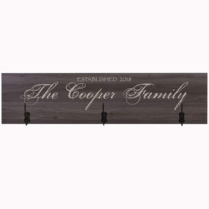 Personalized Established Last Name Wall Sign Coat Rack