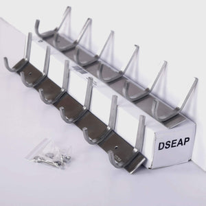 Dseap Wall Mounted Coat Rack: 6-Hooks, Stainless Steel 304, Metal Hook Rail, Hook Rack, Coat Hooks, Bath Towel Hooks, 2 Packs