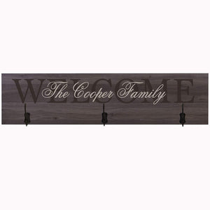 Personalized Welcome Family Established Coat Rack Wall Sign