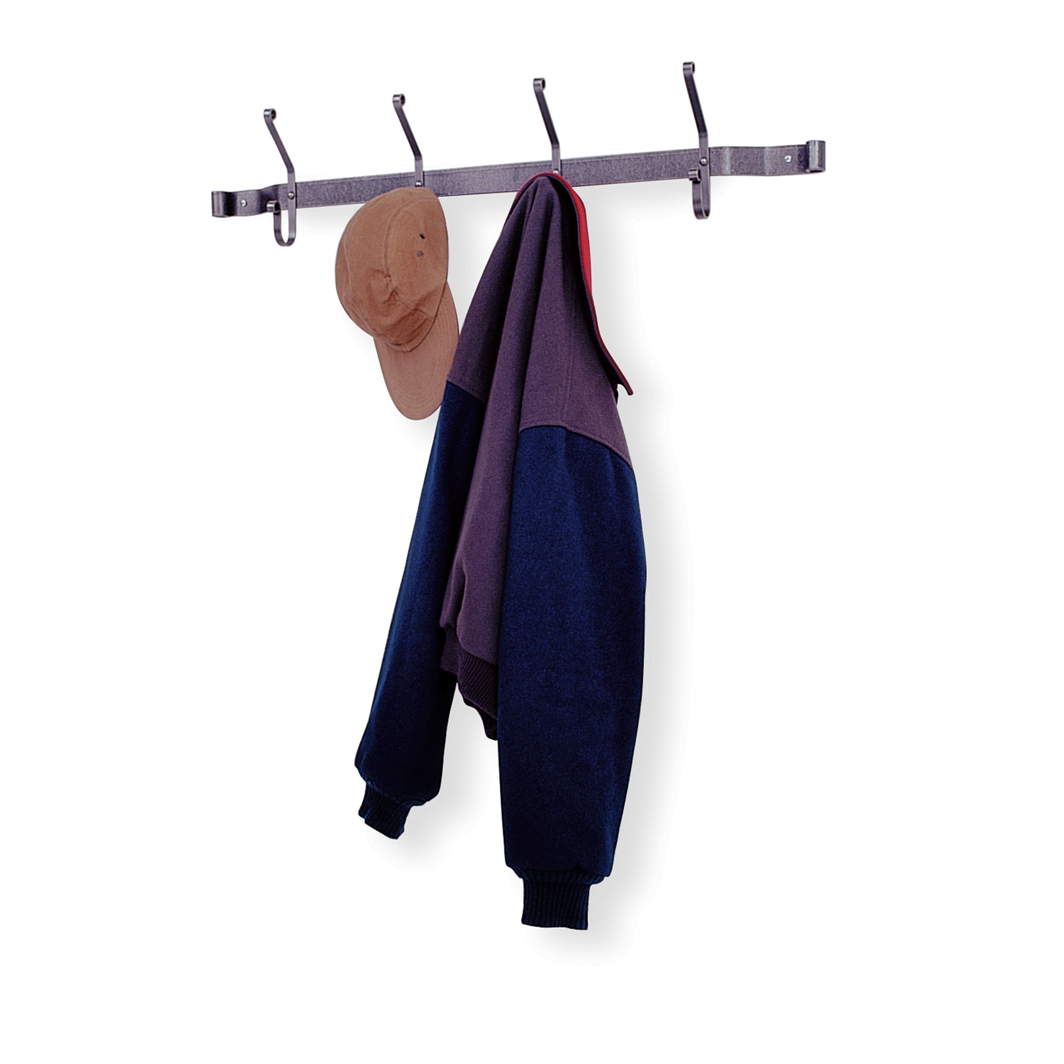 Coat Rack w/ 4 Double Hooks Hammered Steel - Enclume Design Products