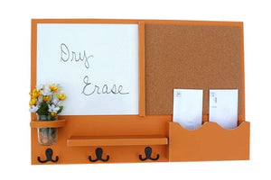 Mail Organizer -  Message Center - Cork  - White Board -  Coat Rack