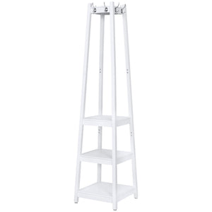 3-Tier Shelf Storage Coat Rack - White