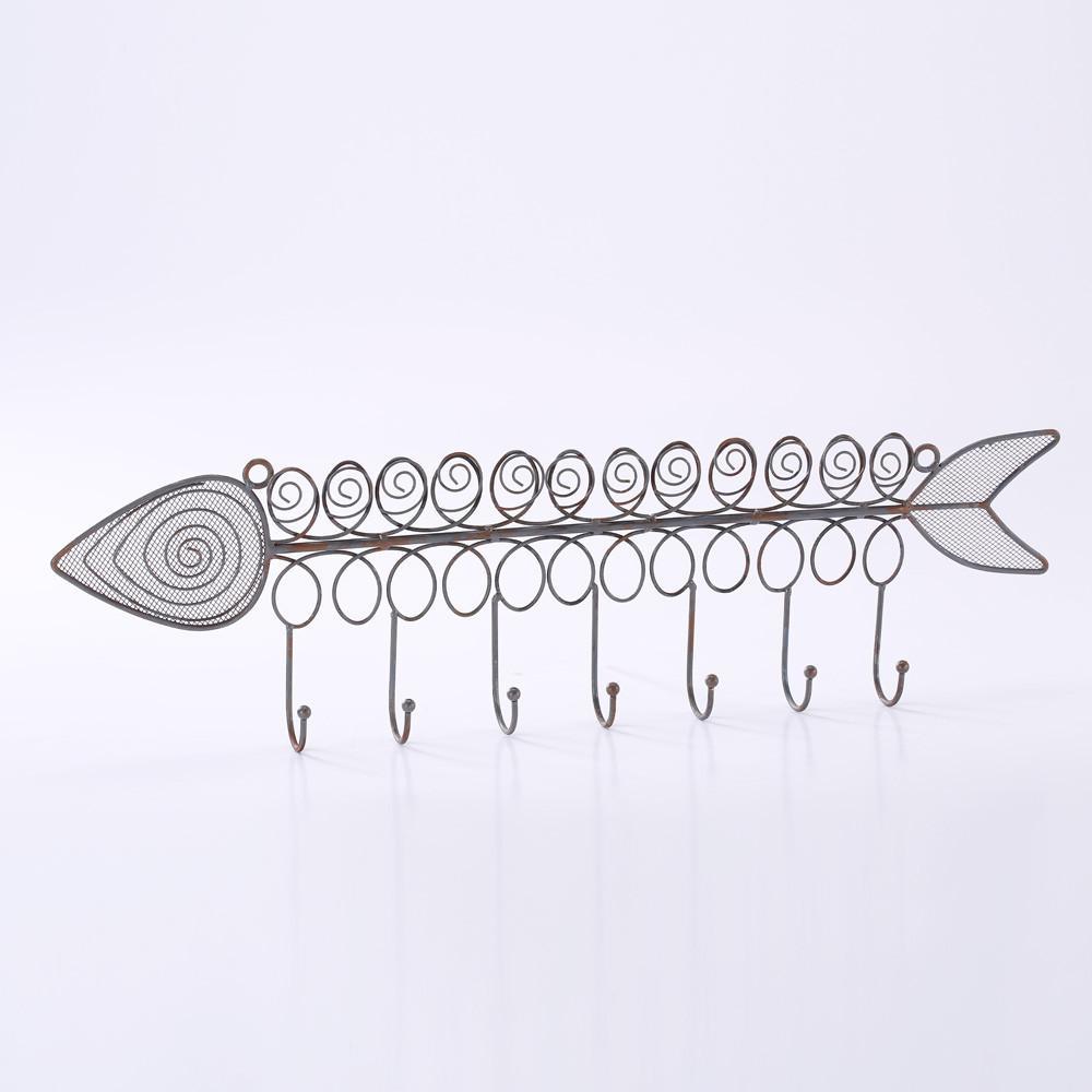 #COP3629 Antique Metal Wall Mounted Fish Bone Shaped Hooks Coat Rack