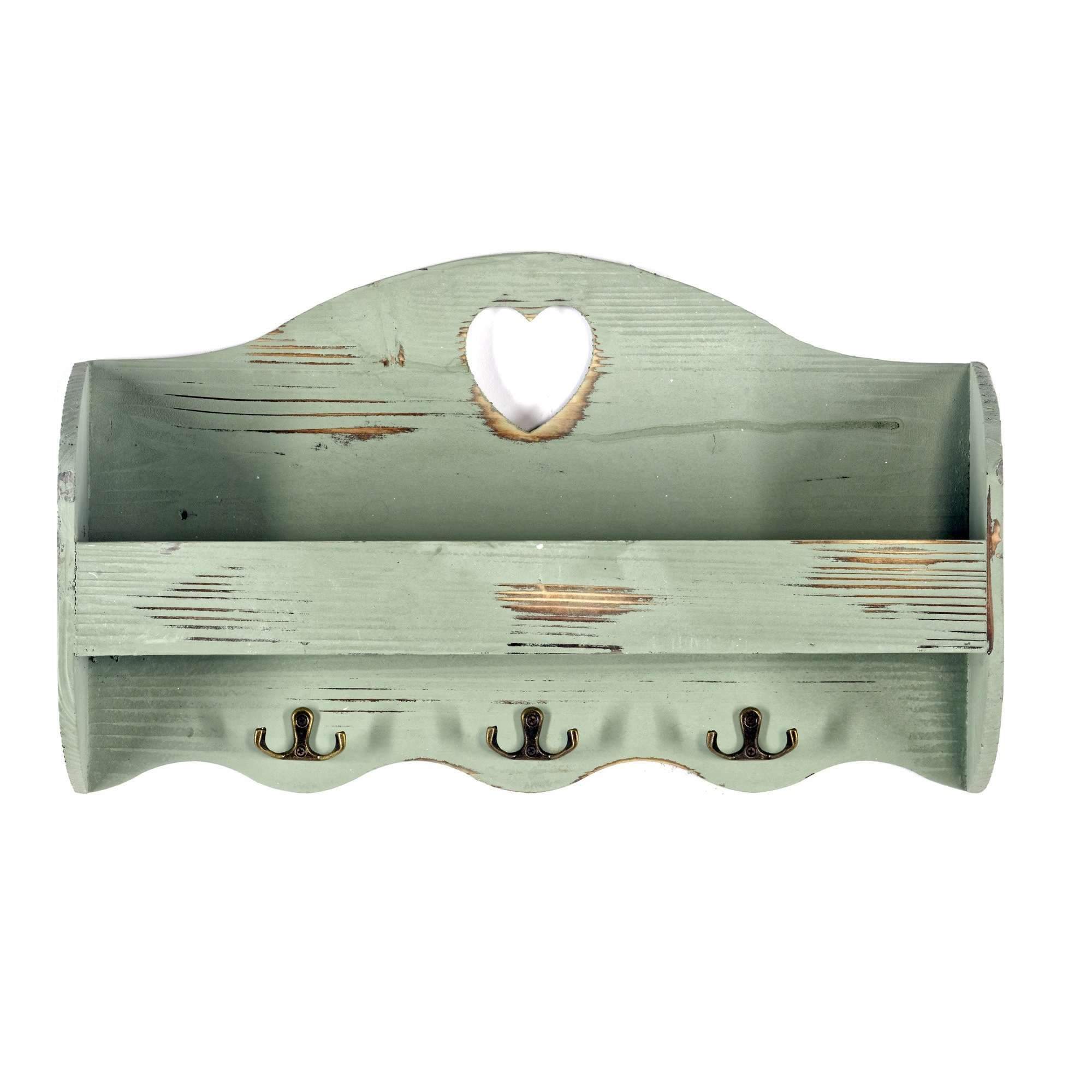 Green Heart Coat Rack With Shelf 50x29x9.5 cm