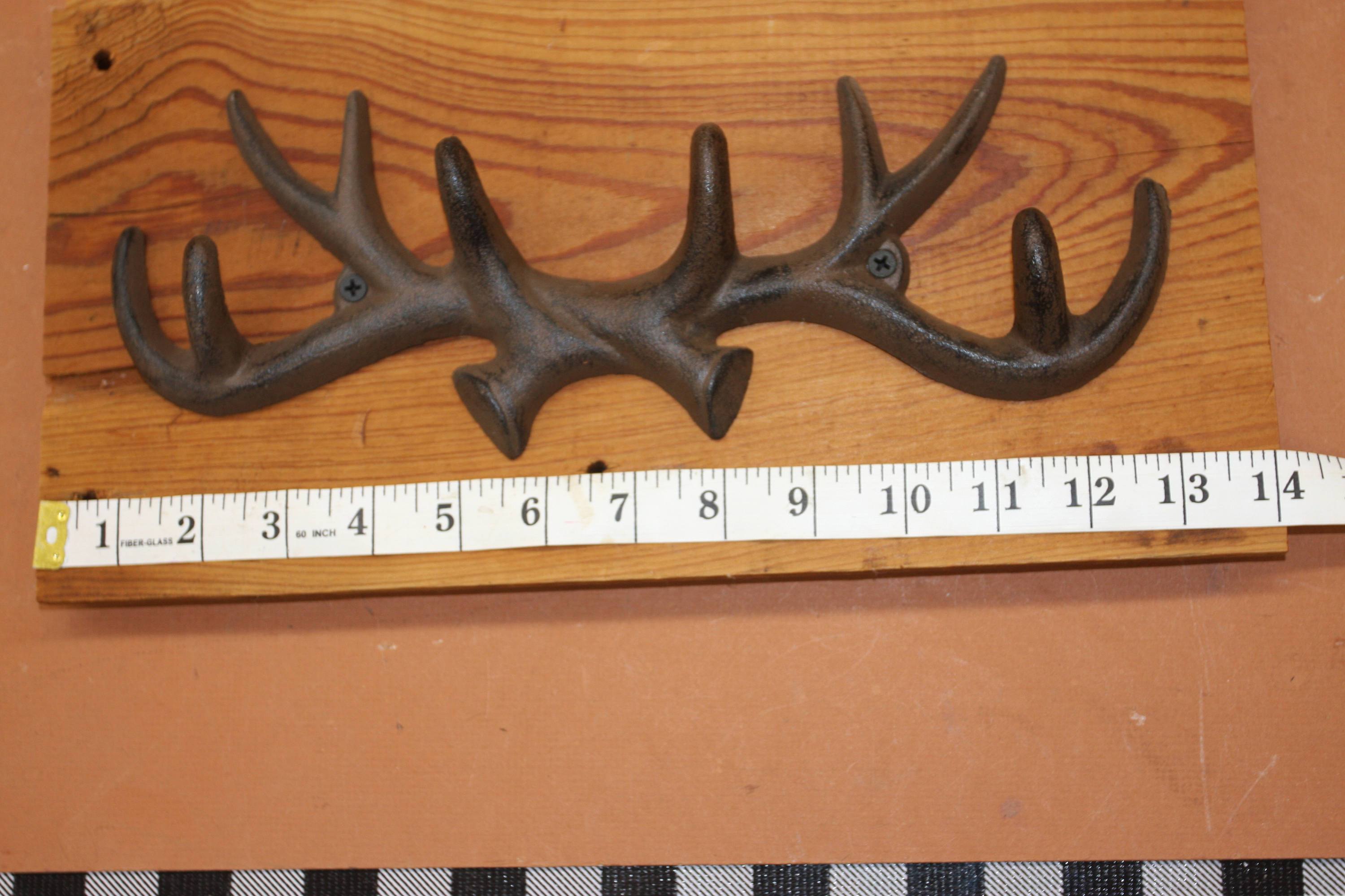 Vintage-look Antler Coat Rack Wall Mounted, Handmade in USA, Cast Iron, Reclaimed 100 Year Old Wood, The Country Hookers, CH-14
