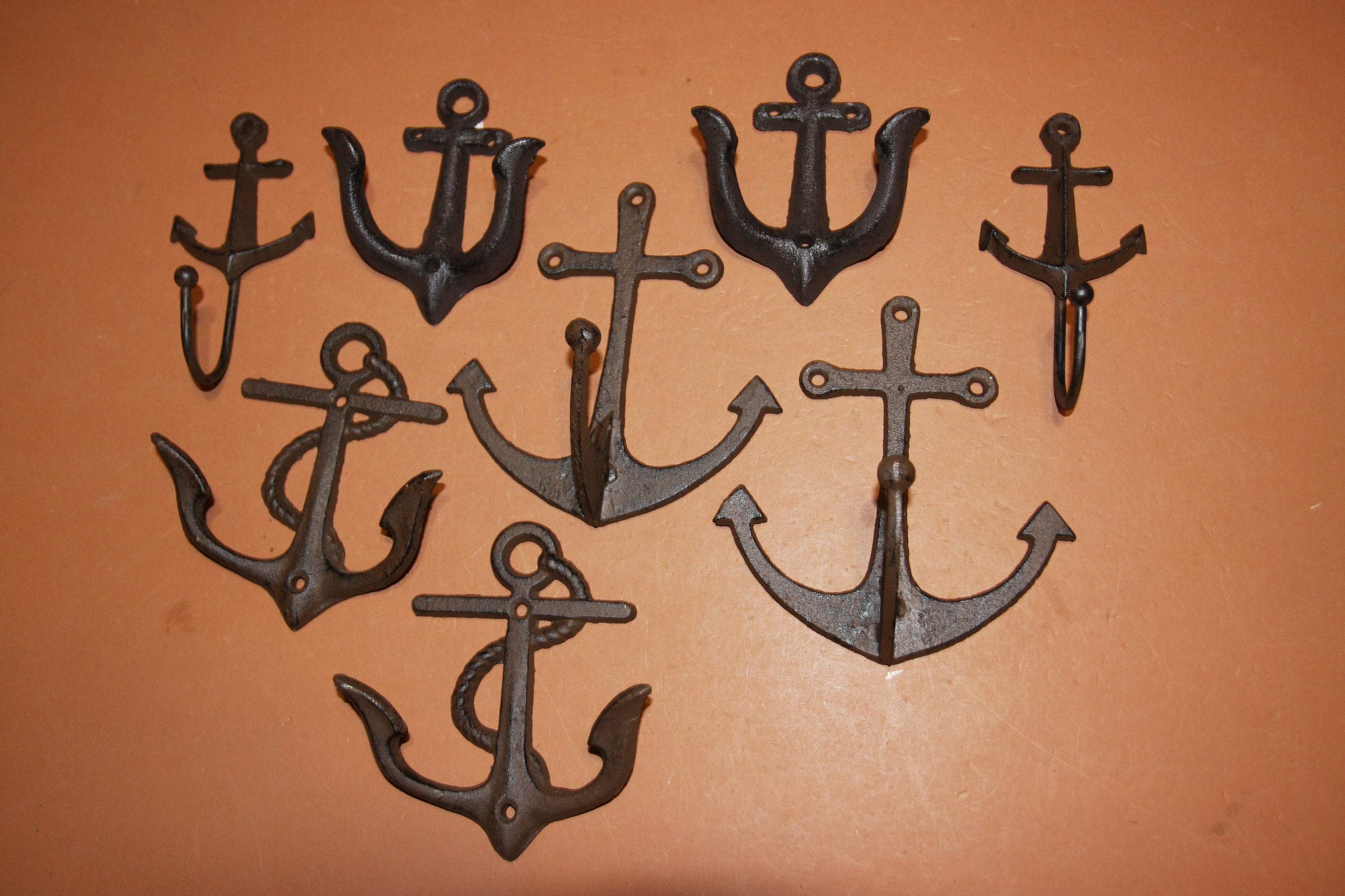 8) Sailor Home Decor Rustic Anchor Coat Hat Hooks, Wall Mounted Hooks, Shipping Included