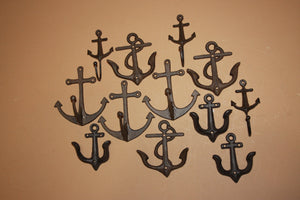 12) Vintage Look Anchor Wall Hooks Deluxe Collection, Rustic Brown Cast Iron, Shipping Included