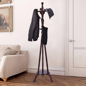 73" Free Standing Solid Wood Coat Hat Purse Hanger Tree Stand Rack Furniture Home Furniture Hw54008