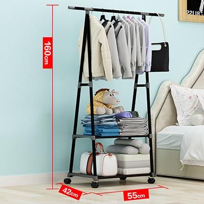 Actionclub Multifunction Triangle Simple Coat Rack Stainless Steel Removable Clothes Hanging Hanger Floor Stand Coat Rack Wheels