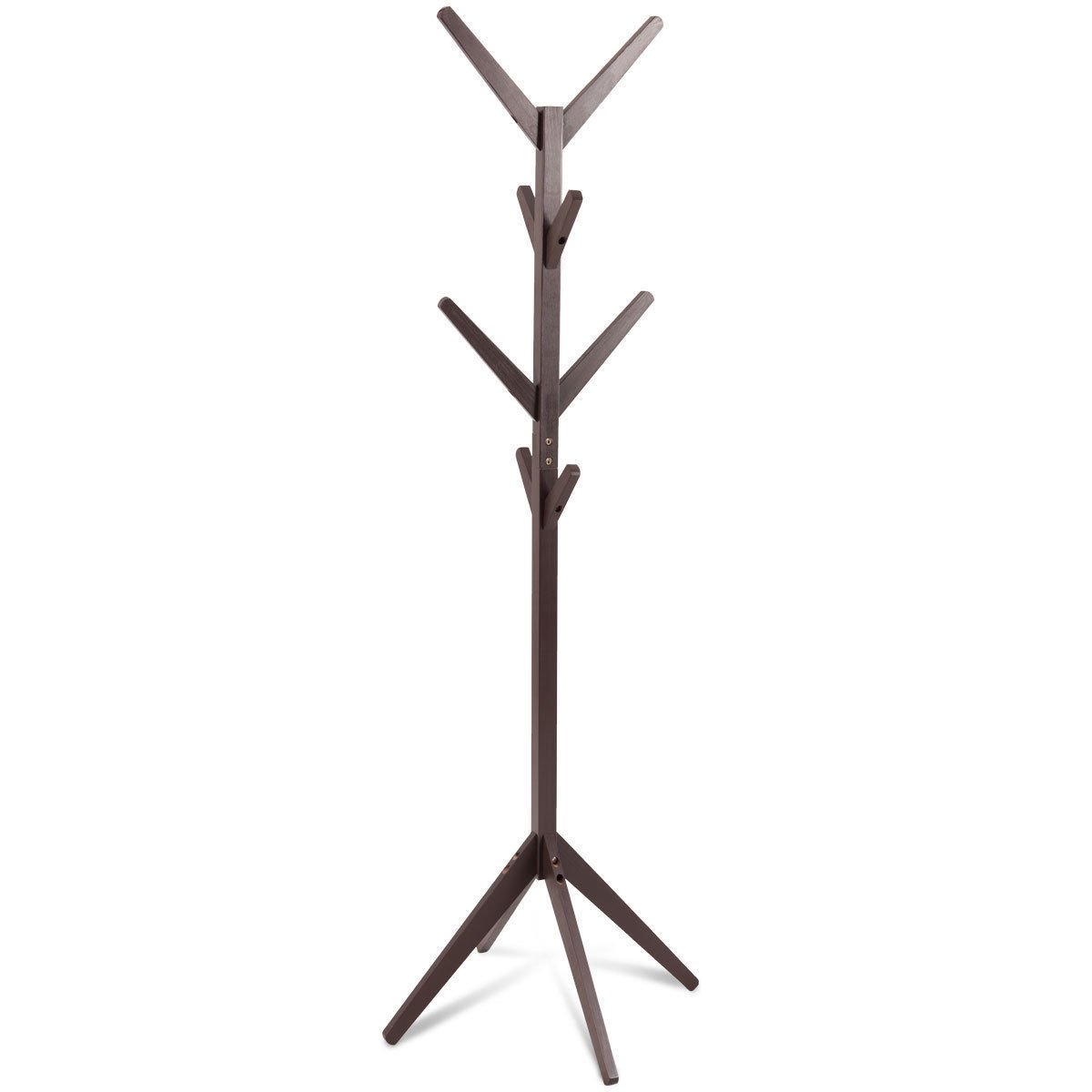 Wood Coat Rack Clothes Holder Hall Stand