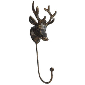Rustic Bronze Metal Stag's Head Coat Hook